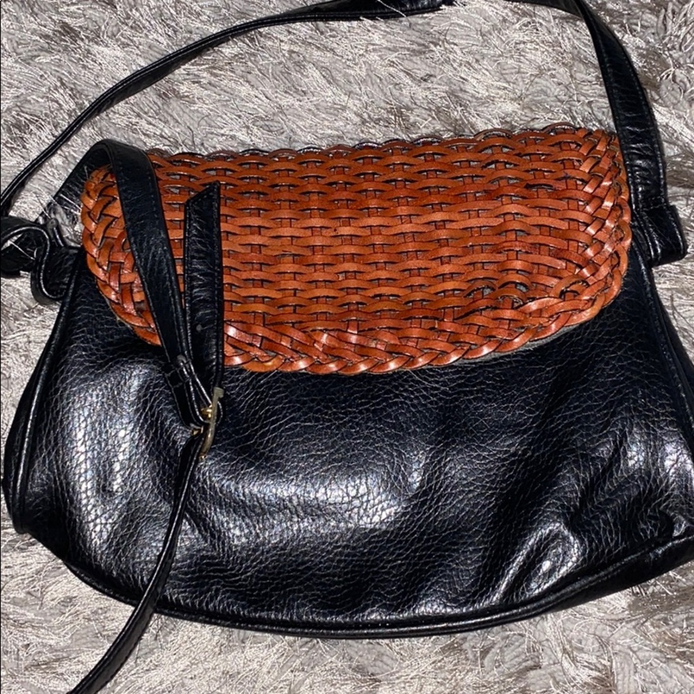 Tweed and black crossbody bag